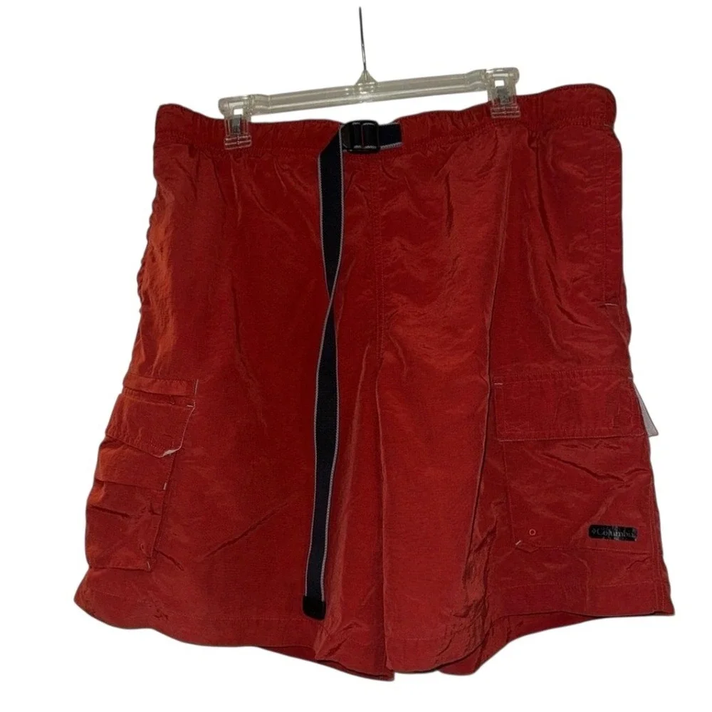 Columbia XCO Sport Cargo Shorts Red Mens‎ Size L Belted Packable Outdoor